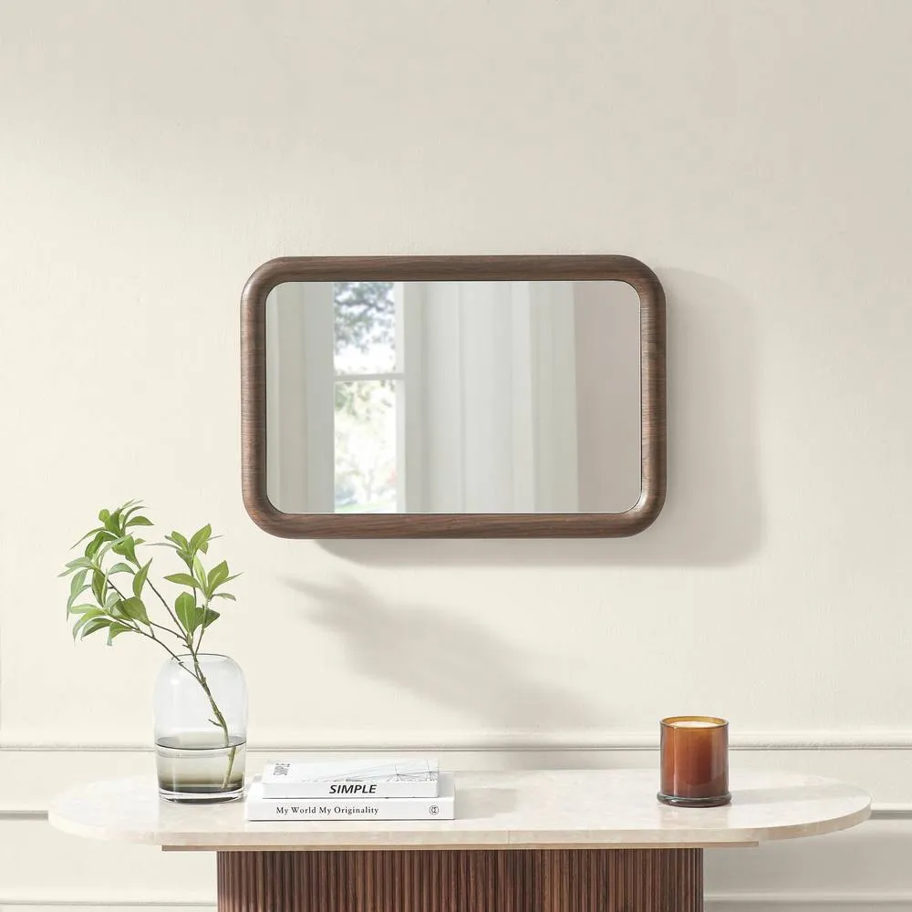 FurnitureboxUK Line Walnut Wood Medium Rectangle 60x40cm Wall Mirror 4