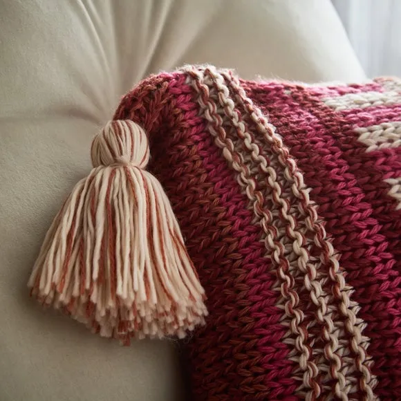 Knitted Tassel Rectangle Cushion 2