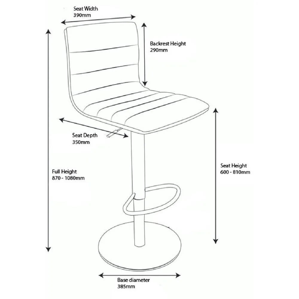 netfurniture Alpino Chrome Adjustable Bar Stool with Weighted Round Base in Black 3