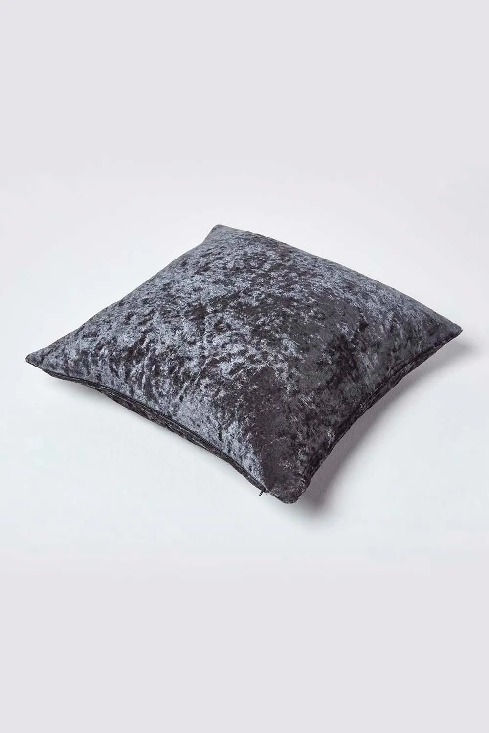 Homescapes Luxury Crushed Velvet Cushion Cover in Dark Grey 4