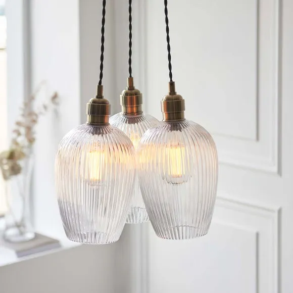 Vogue Sturt 3 Light Ribbed Adjustable Cluster Ceiling Light 2