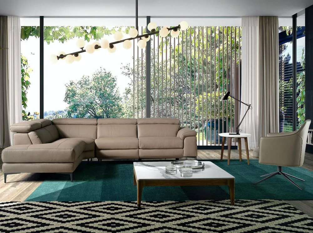 Angel Cerda Left Chaise 5-Seater Sofa, Mink Leather, Electric Relax in Taupe 4