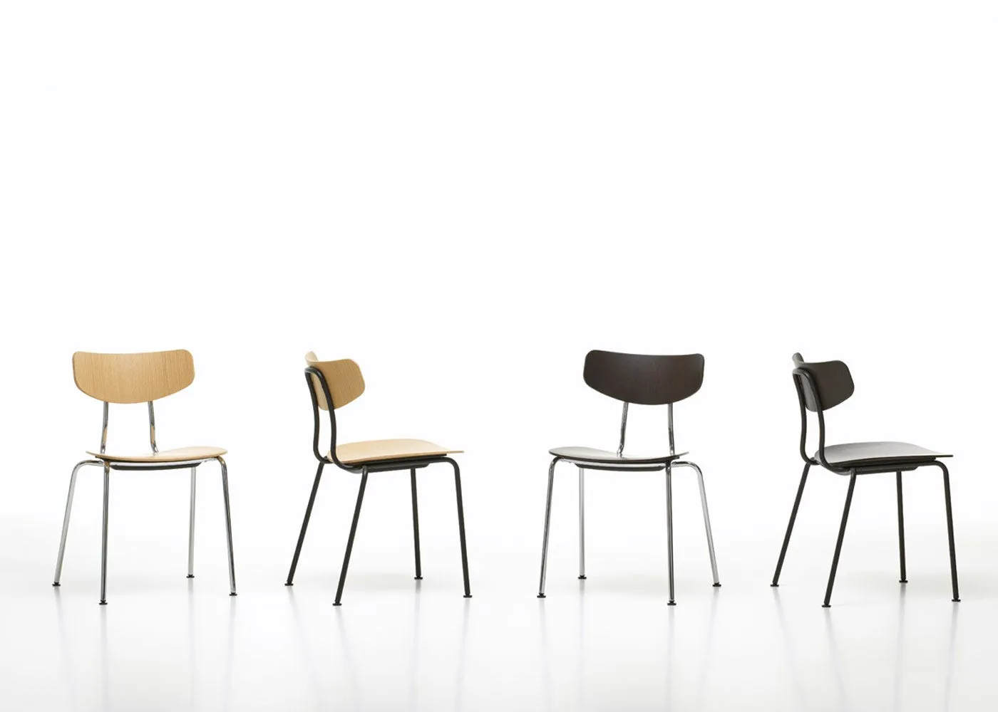 Vitra Moca Dining Chair Dark Oak Chrome base 3