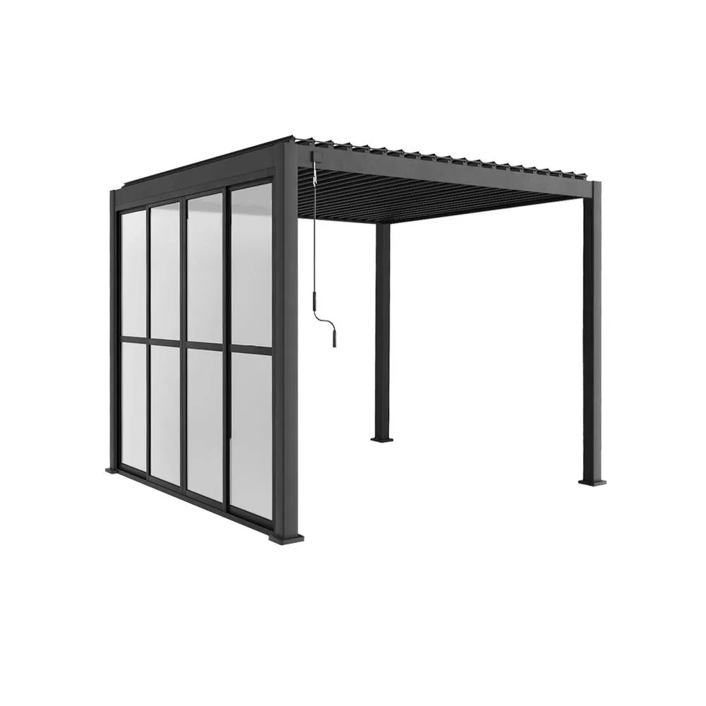 sweeek Sliding door aluminium 3m for Triomphe pergola in Dark Grey 2
