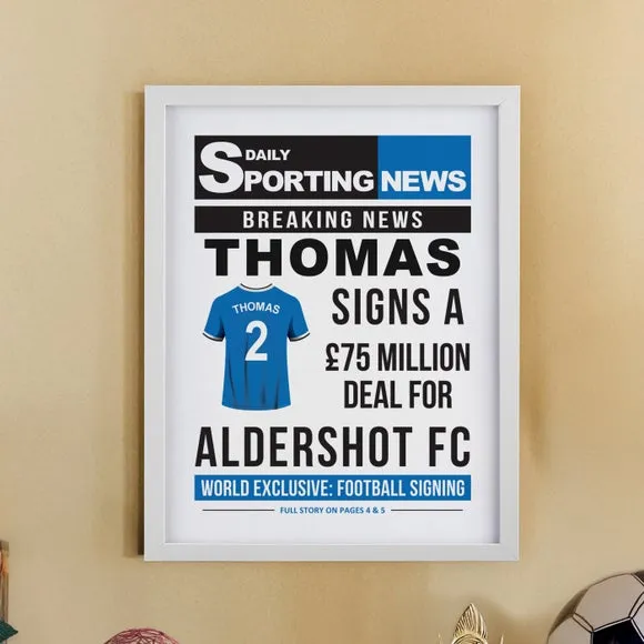 Personalised Football News Poster Frame 3