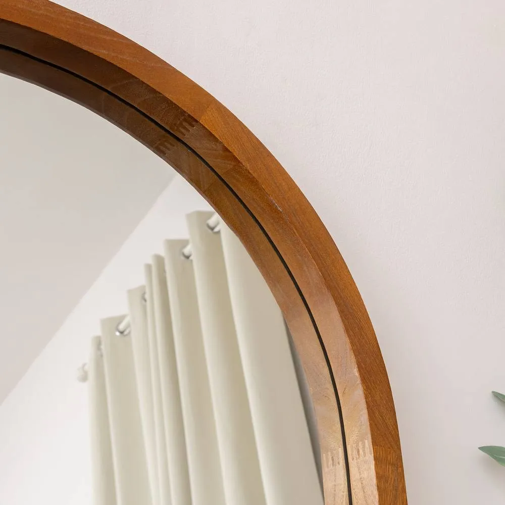 Melody Maison Tall Dark Wood Framed Arched Wall & Leaner Mirror - 60cm X 140cm - Ashwell Range in Brown 2