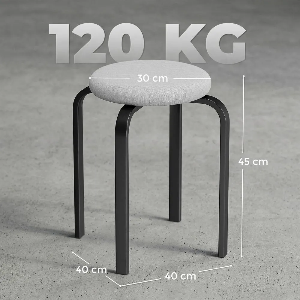 HOMCOM Stackable Stools Modern Cushioned Set of 4 Grey 3
