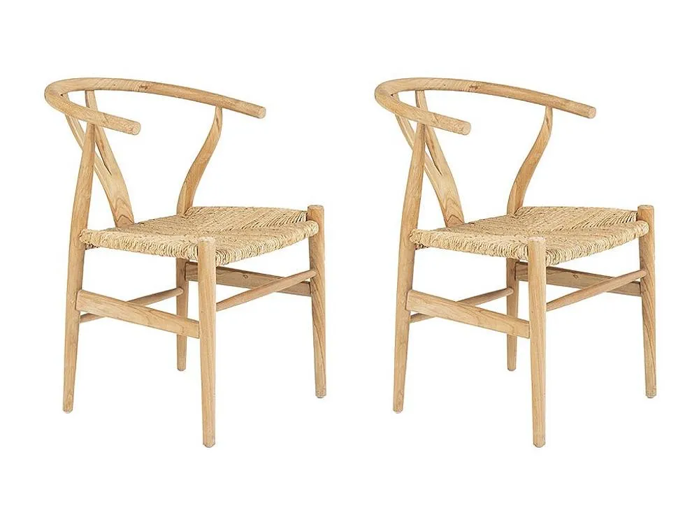 Vente-unique Set Of 2 Teak & Wicker Chairs - Natural - POGIANA in Light Oak 4