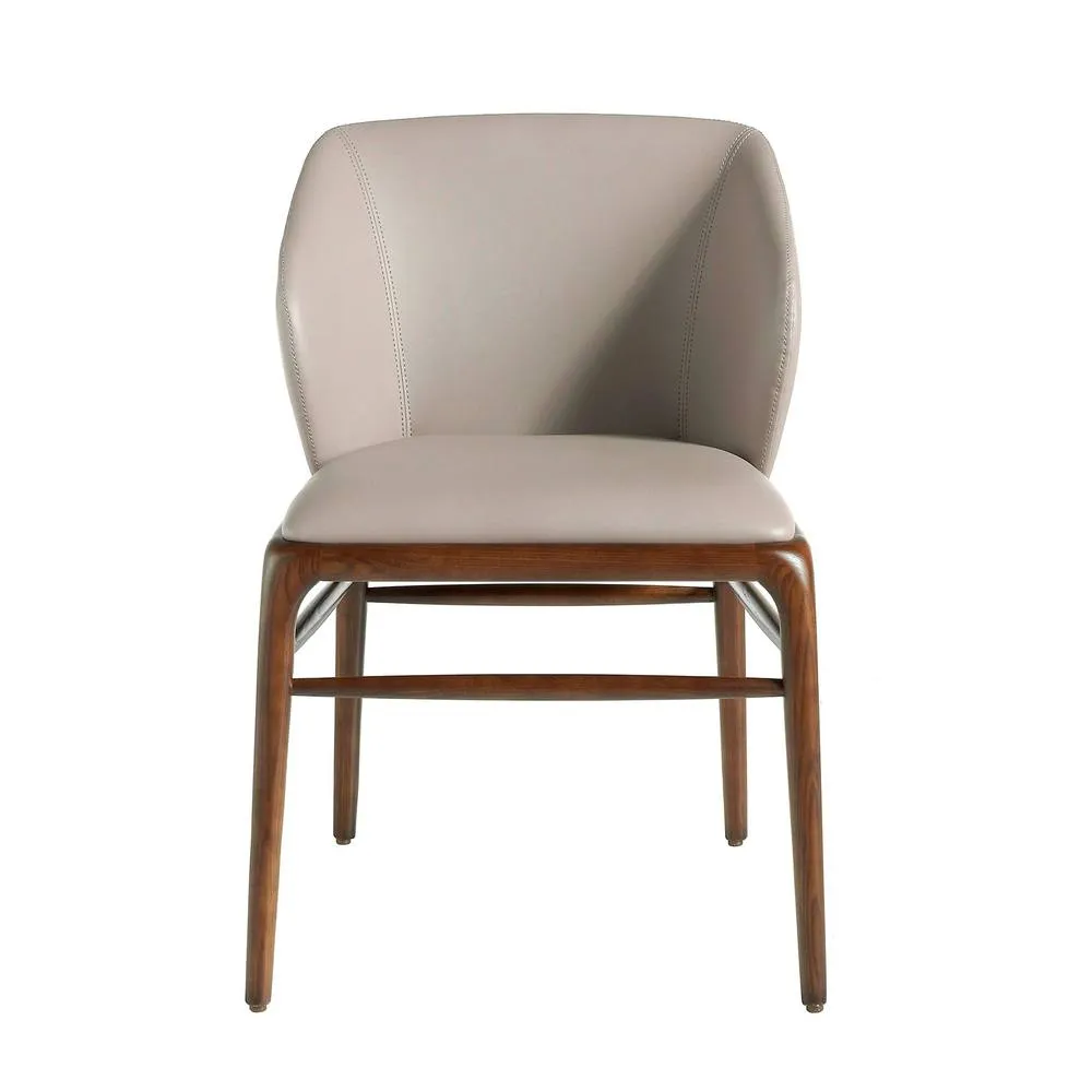 Angel Cerda Dark Mink Leatherette Dining Chair Walnut-Coloured in Beige 2