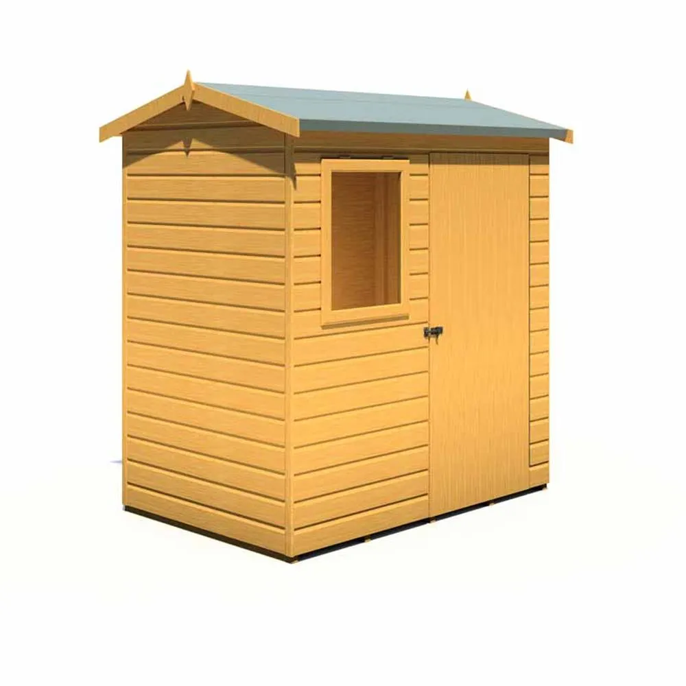 Shires Lewis 6 x 4 Feet Single Door Reverse Apex Style C Shed in Brown 4