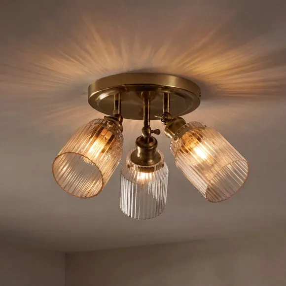 Tobias Industrial Ribbed 3 Light Adjustable Semi Flush Spotlight 2