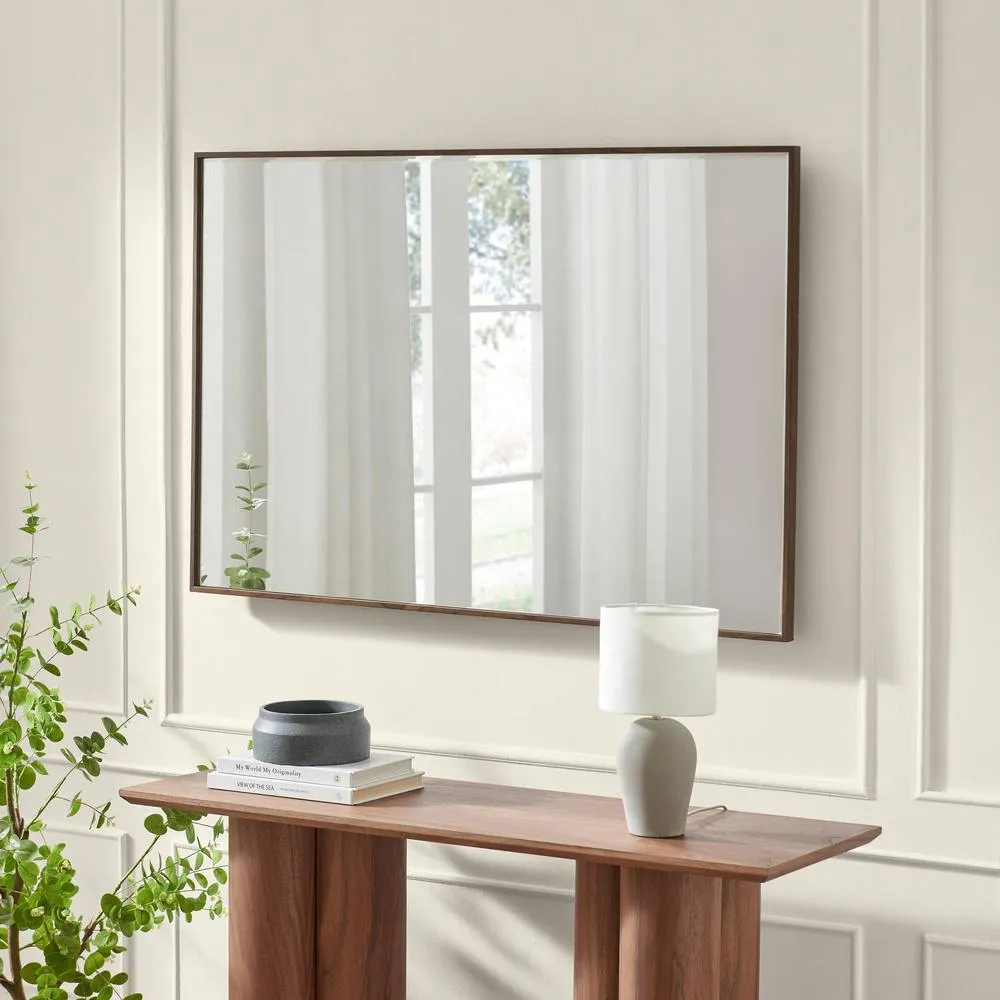 FurnitureboxUK Inga Walnut Wood Long Rectangle 120x80cm Wall Mirror 3