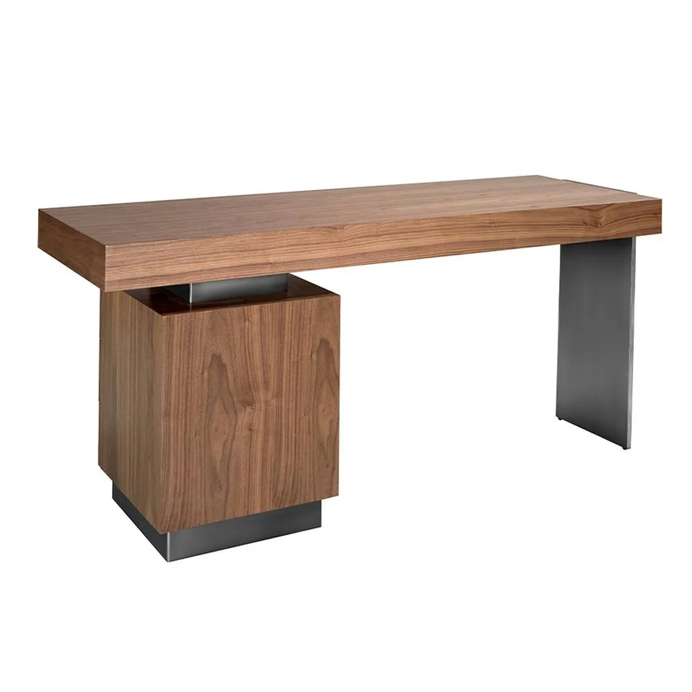 Angel Cerda Walnut Desk with Darkened Polished Steel Legs 5 in Brown 6
