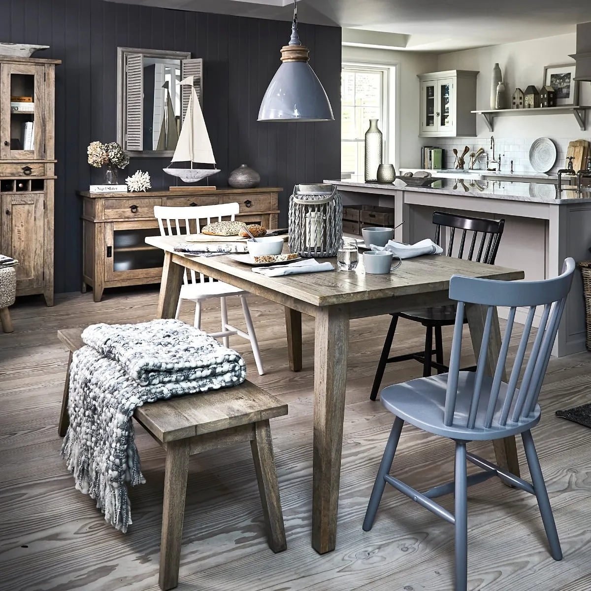 Hancock Dining Bench 130Cm, Grey Wood | Barker & Stonehouse 2