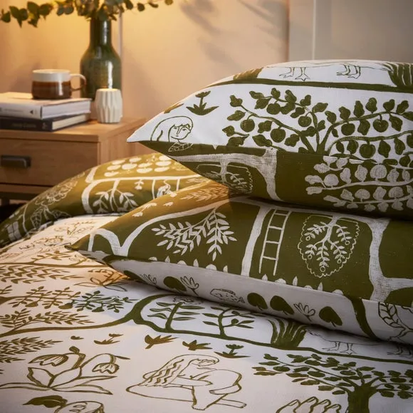 Furn. Frida Floral Single Duvet Cover Set, Green 5