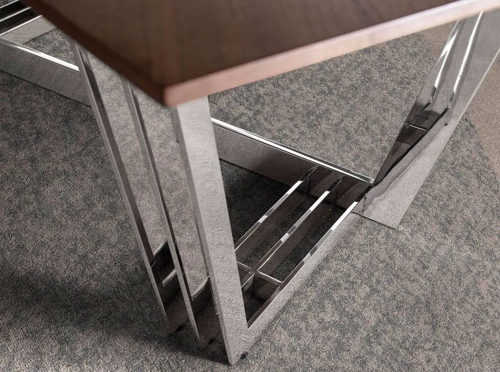 Angel Cerda Oval Walnut Dining Table with Chrome Legs 220x110x77 in Brown 5