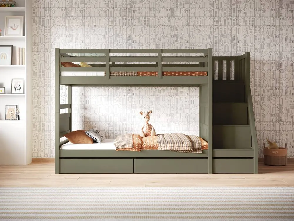 Flair Lunar Staircase Bunk Bed with Storage in Green 3