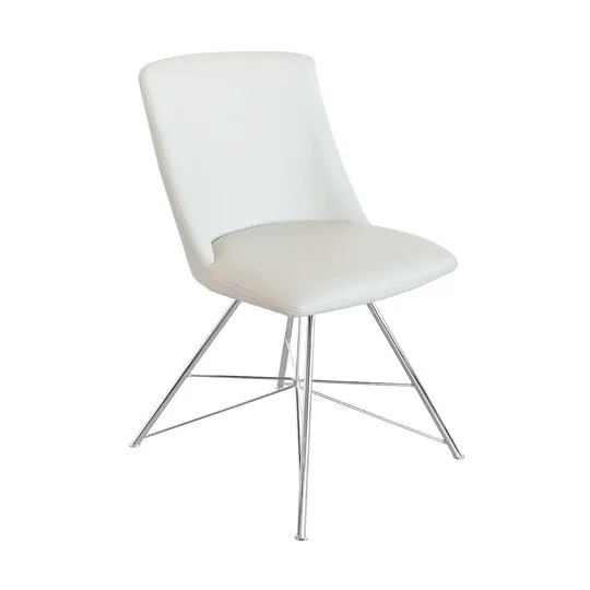 Bexley Cream Leather Dining Chair With Slick Metal Frame