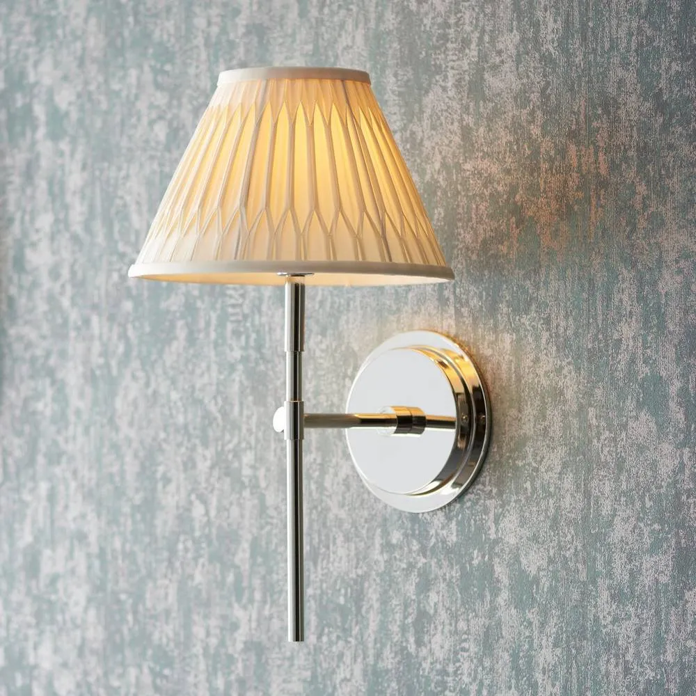 Endon Collection Rennes & Chatsworth Wall Lamp With Shade Bright Nickel Plate & Ivory Silk, Grey 2