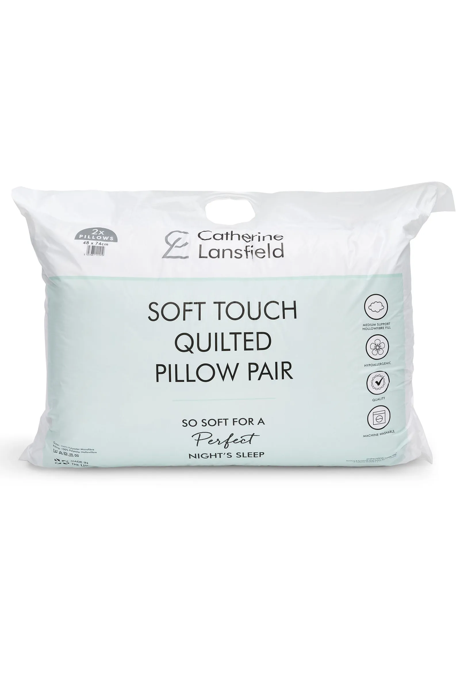 Catherine Lansfield 'Luxury Quilted Comfort' Embossed Pillow Pair in White 5