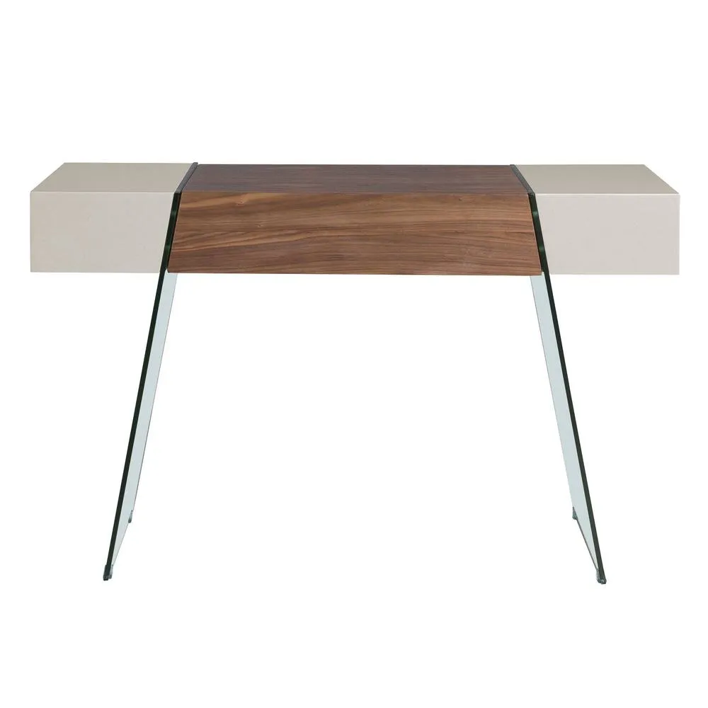 Angel Cerda Walnut & Grey Console Table with Tempered Glass Legs in Pale Grey 2