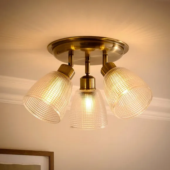 Kibworth Ribbed 3 Light Adjustable Semi Flush Spotlight 2