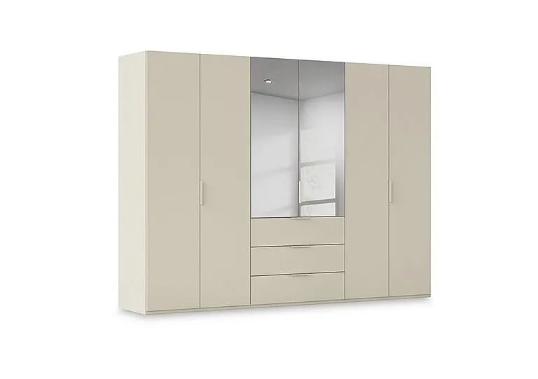 Haven 301cm 6 Door Combi Décor Wardrobe with 4 Décor Doors and 2 Mirror Doors