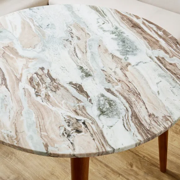 Thea Round Dining Table, Marble and Mango Wood 2