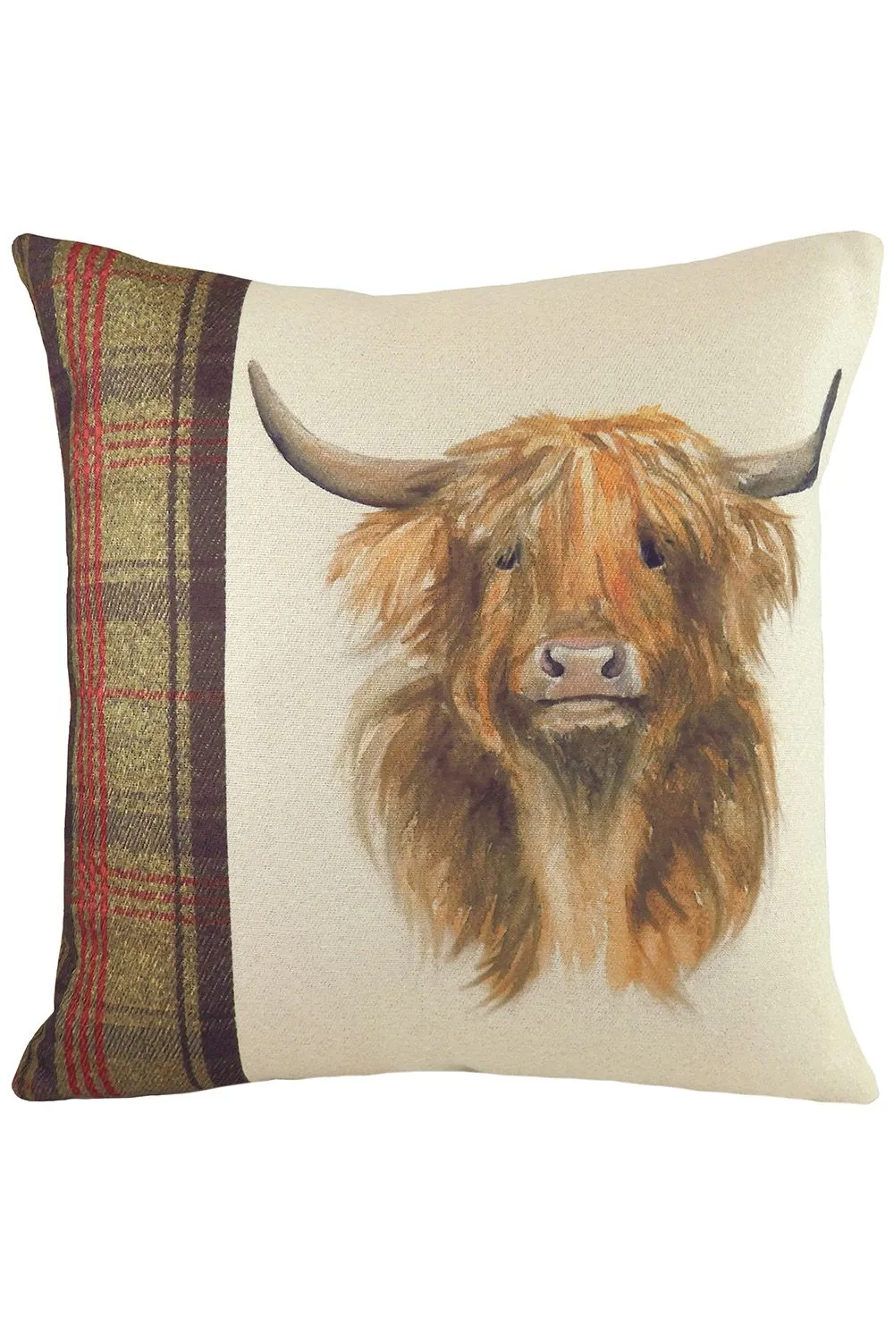 Evans Lichfield Hunter Highland Cow Hand-Painted Watercolour Printed Cushion
