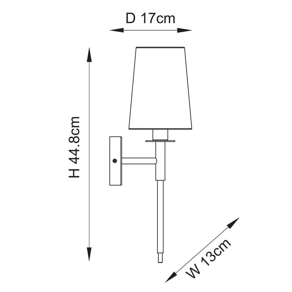Netlighting Florence Wall Lamp Vintage Brass Finish & Fabric 6W LED E14 in White 6