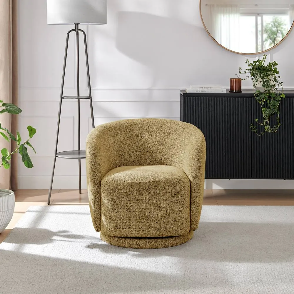 FurnitureboxUK Romilly Fabric Swivel Accent Tub Chair in Yellow 3