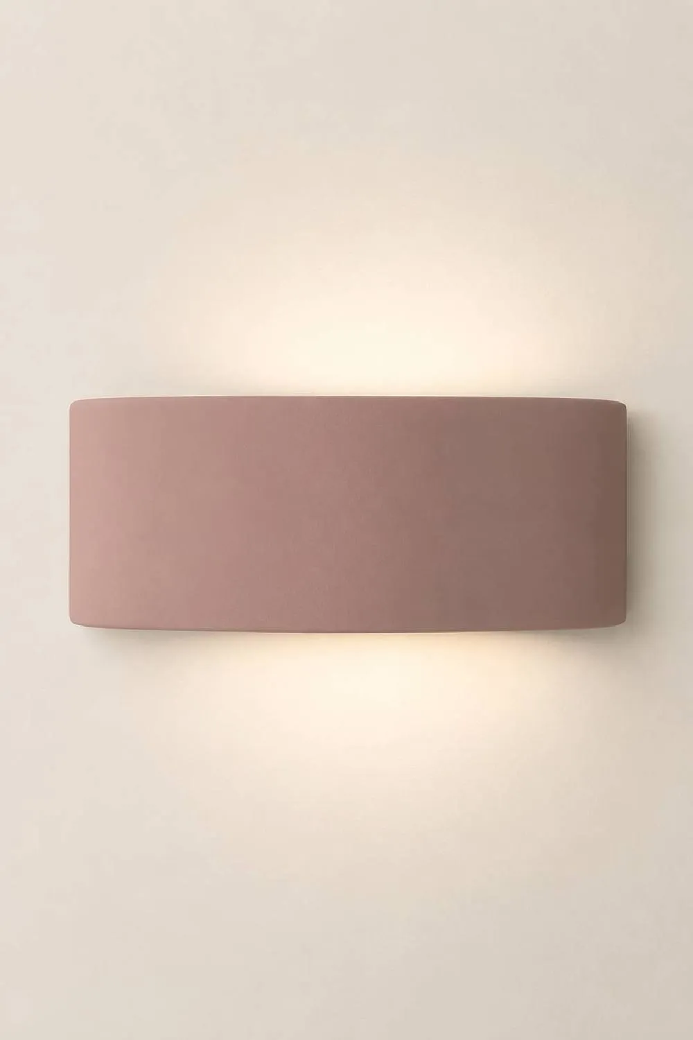 ValueLights Vincent Curved Ceramic Up/Down Flush Wall Sconce Light in Dusty Pink 2