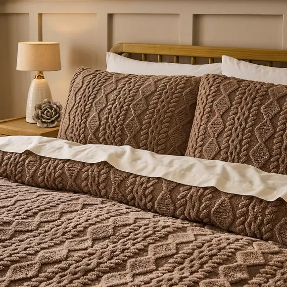 Cable Fleece Duvet Cover and Pillowcase Set 2