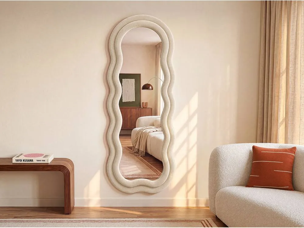 Vente-unique -Shaped Velvet Mirror - L60 X H160 Cm - Beige - LINOA 3