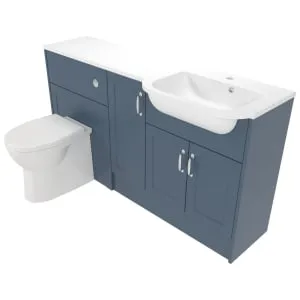Deccado Padworth Juniper Blue Right Hand 1500mm Fitted Vanity & Toilet Pan Unit Combination with Right Hand Basin