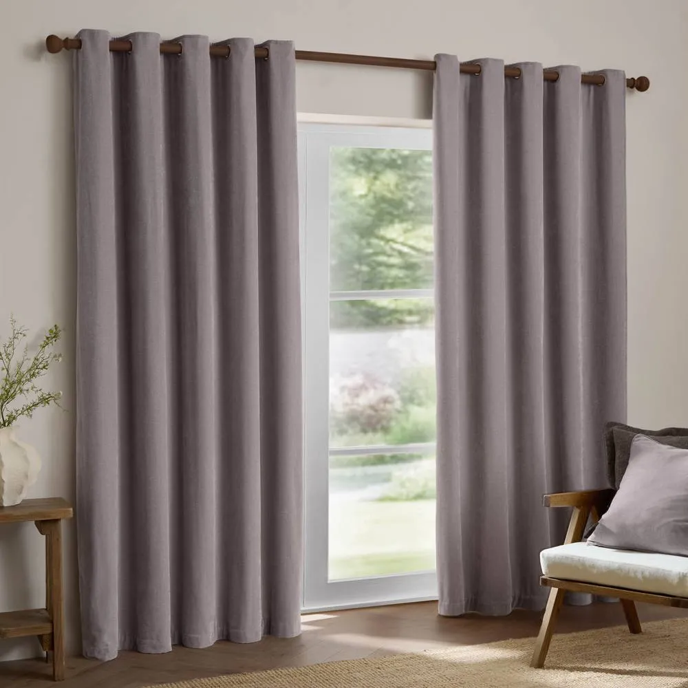 Yard Heavy Chenille Velvet Room Darkening Eyelet Curtain Pair in Mauve 2