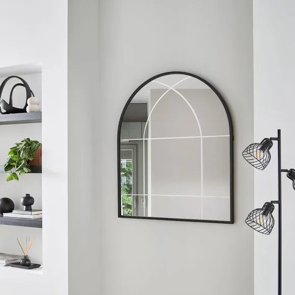 Cora Arched Etched Window Indoor Outdoor Wall Mirror
