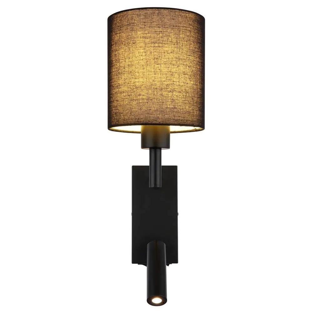 Netlighting Zamora Reading Wall Light Matt Black Textile Black Shade E27 3