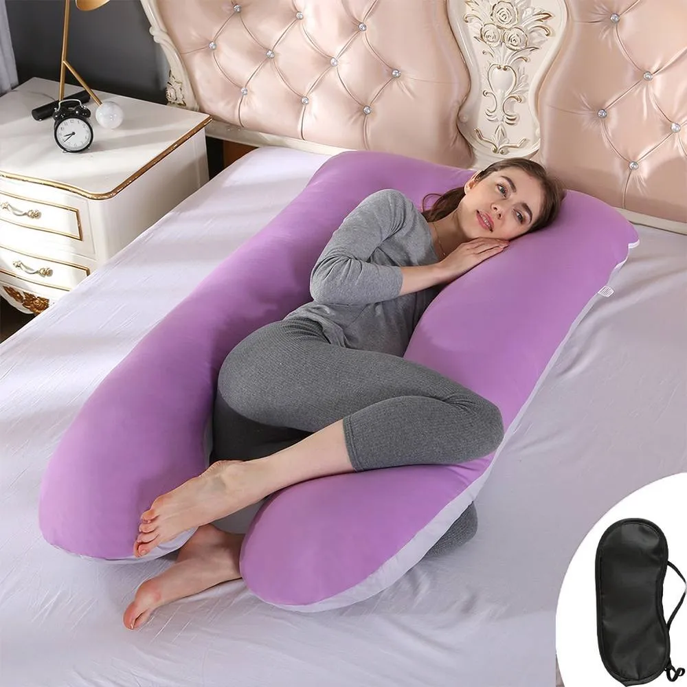 Hinsinc Purple U-Shaped Maternity Pillow for Pregnancy