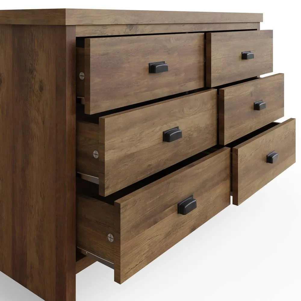 GFW Boston 3+3 Drawer Chest in Light Oak 6