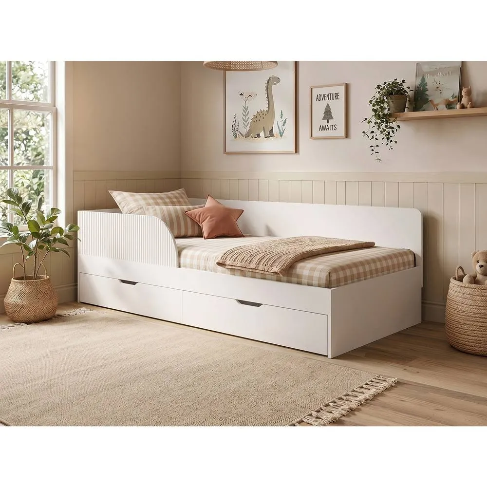 Flair Aris Single Montessori Bed with Storage Drawers in White 2