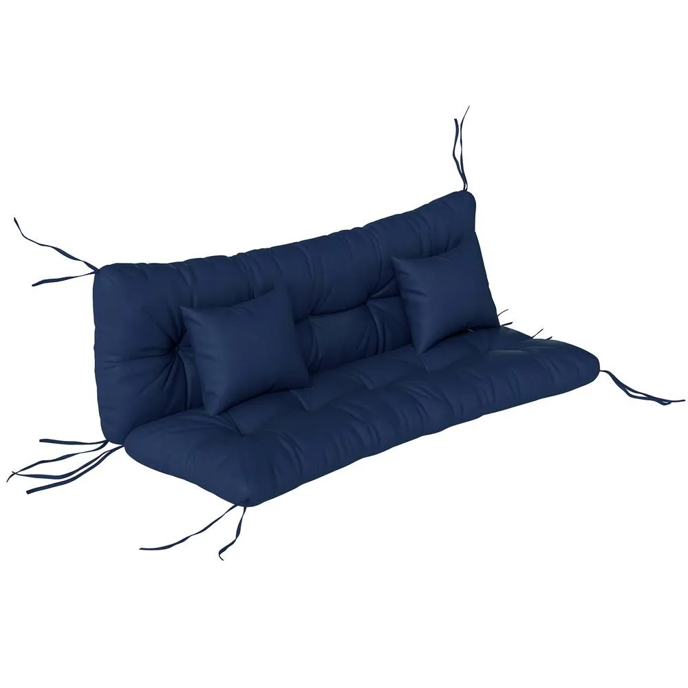 OUTSUNNY Outdoor Seat Cushions Back Cushion with 2 Pillows, Seat Pads in Dark Blue 2