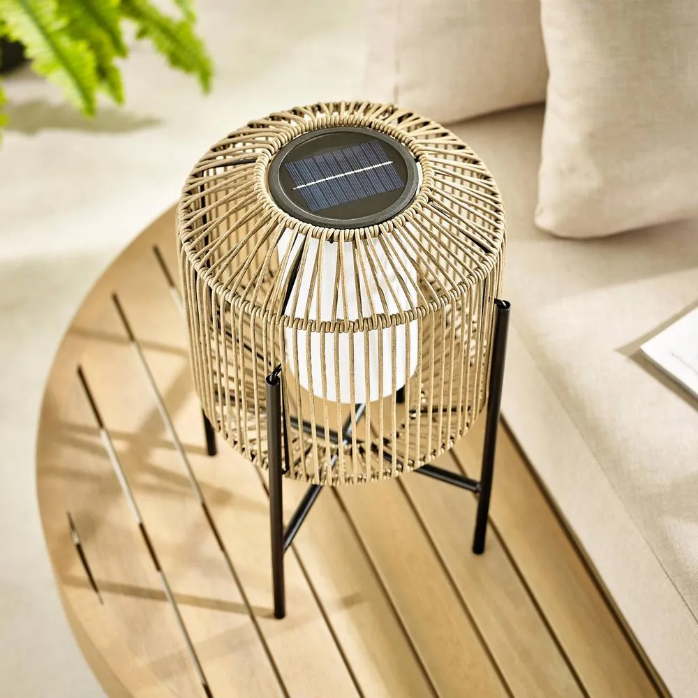 FurnitureboxUK Fiji Rattan Solar Outdoor Lantern in Brown 2