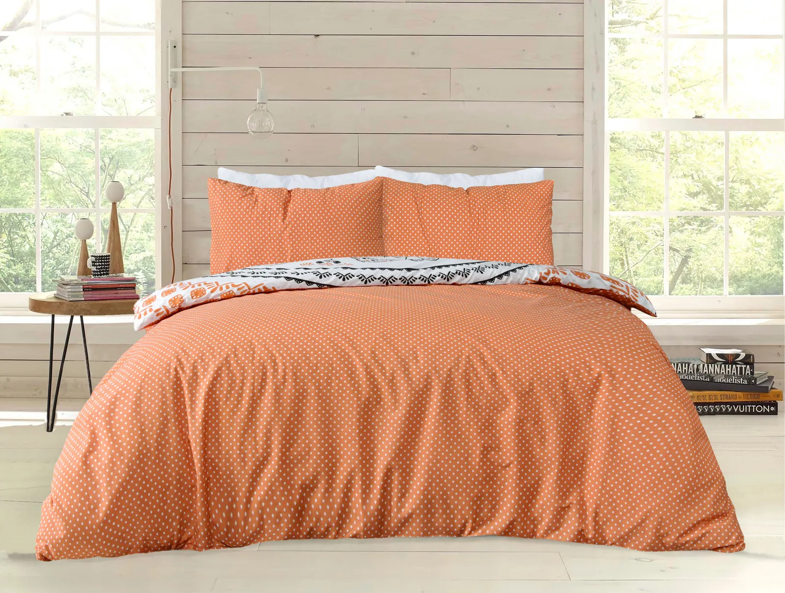 Smart Living Printed Reversible Polycotton Tribal Elephant Duvet Cover With Pillowcases in Burnt Orange 2
