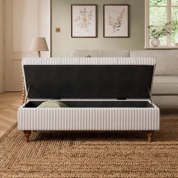 Long Buttoned Linford Stripe Storage Footstool 2