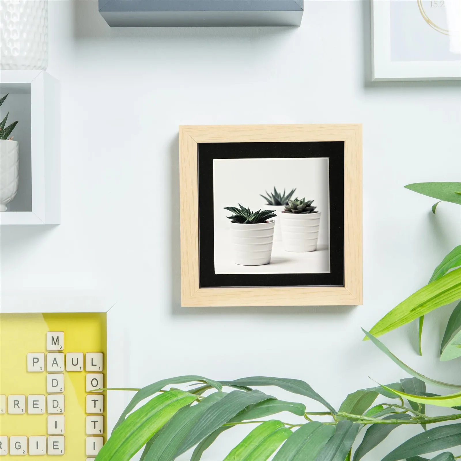 Nicola Spring 6" x 6" 3D Box Photo Frames - 4" x 4" Mount - Light Brown - Pack of 2 in Black 6