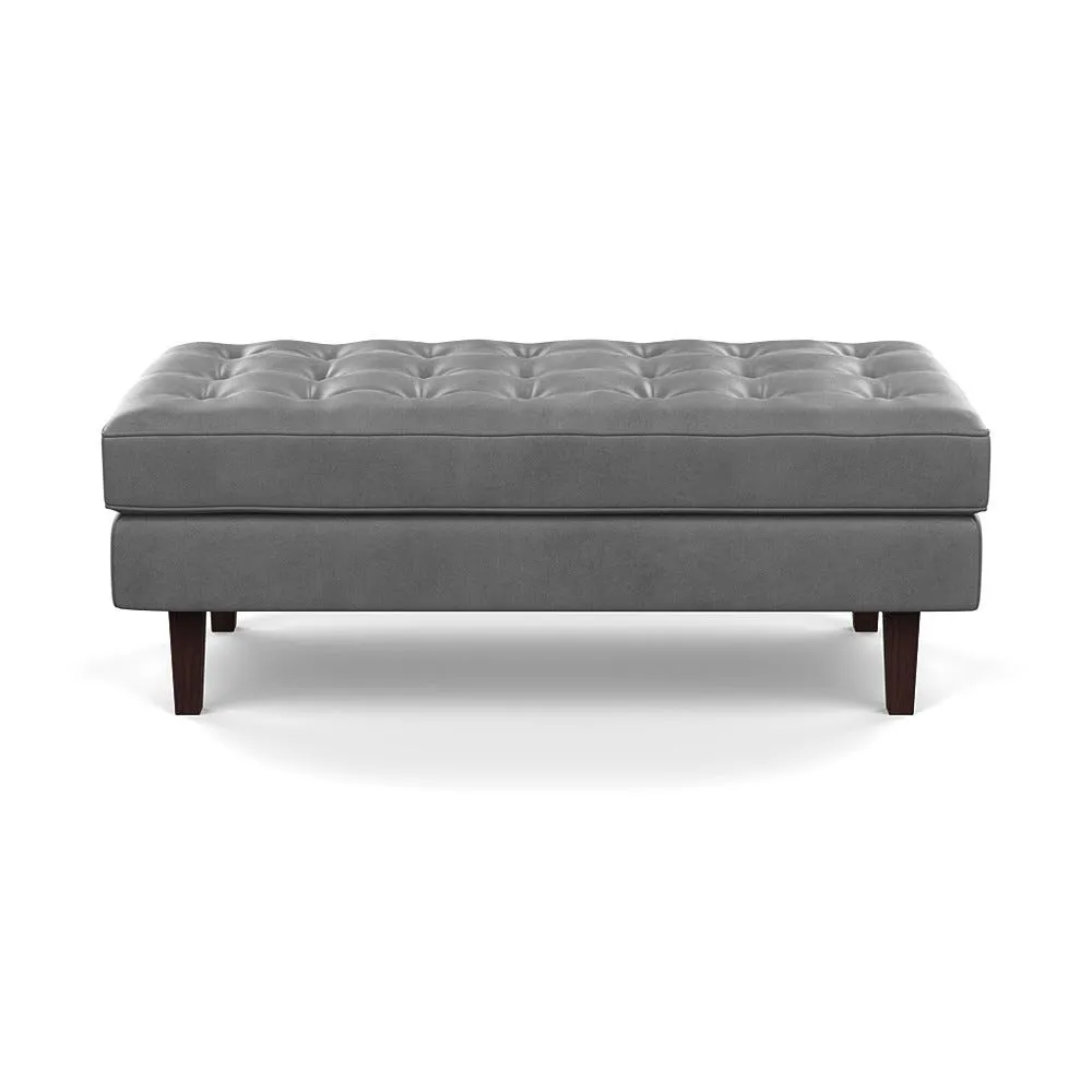 Heal's Hepburn Ottoman Daino Leather Steel Black Feet
