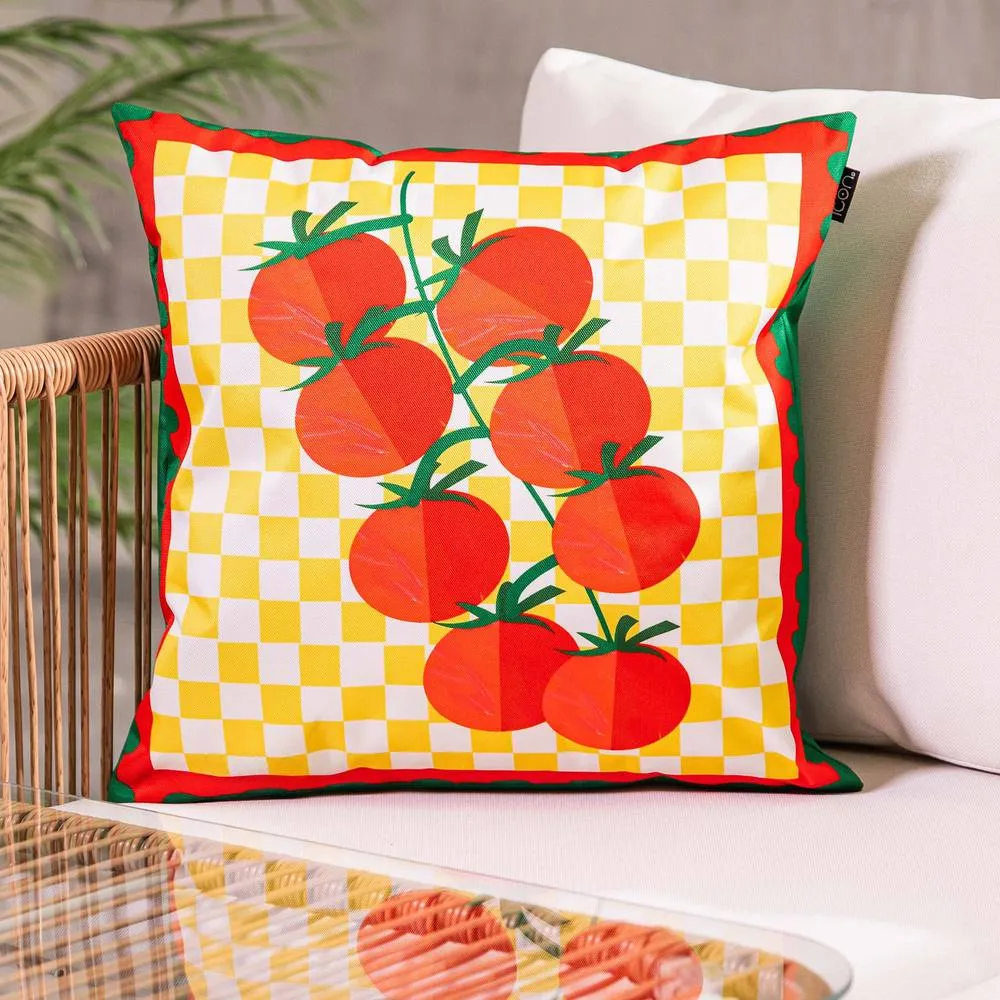 icon Cushion 43x43cm Tomato Print in Yellow