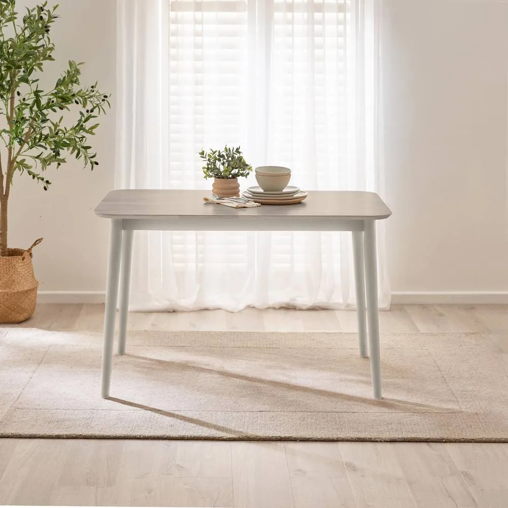 FurnitureboxUK Lynton Small Wooden Dining Table & 2 Benches in Light Grey 3