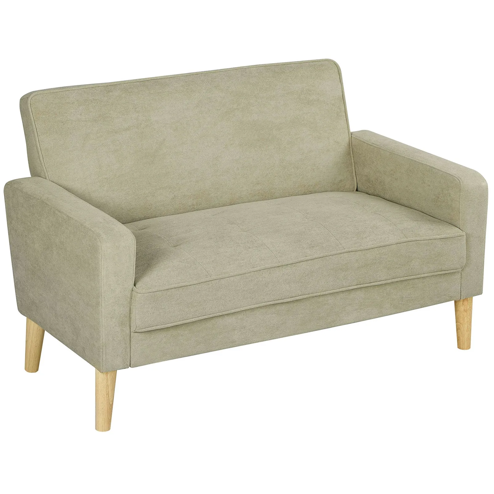 HOMCOM 2 Seater Sofa, Velvet Upholstered Loveseat for Small Space in Beige 2